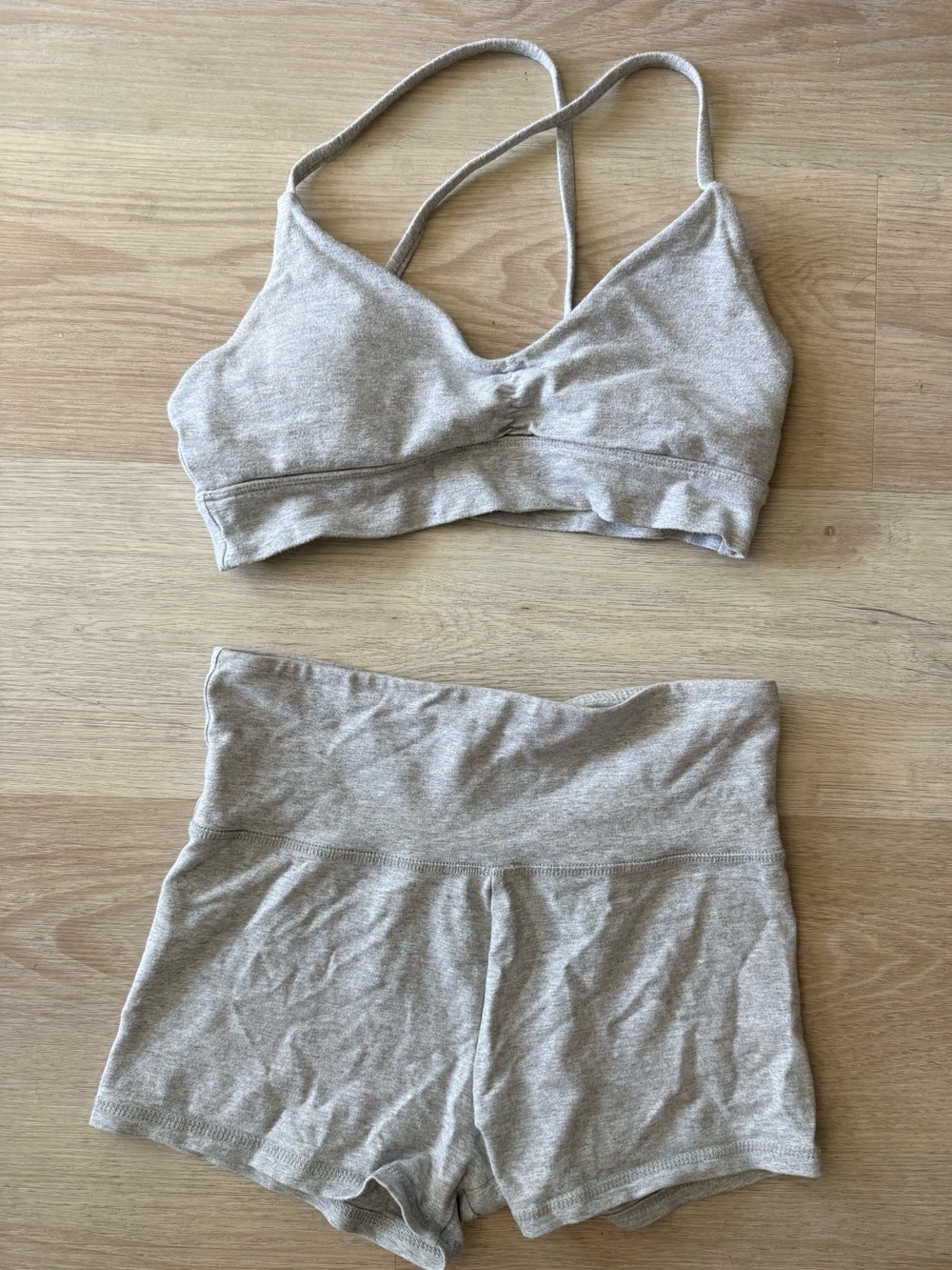 Grey Women's Lounge Bralette & High-Waist Shorts Set XS